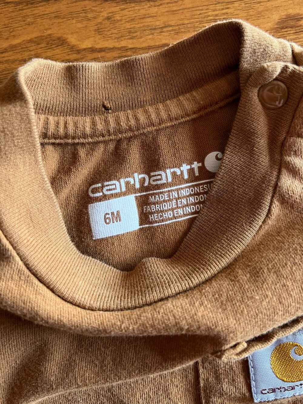 Carhartt tan pocket onesie 6m - Picture 2 of 5